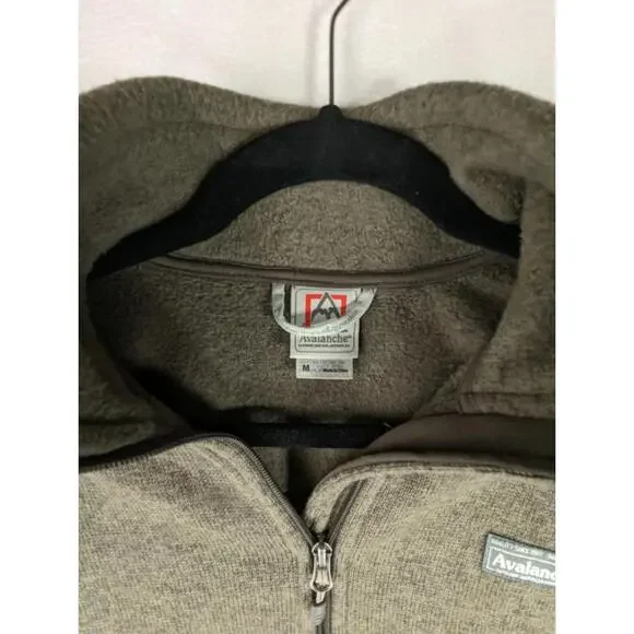 Avalanche Men's Full Zip Fleece Jacket Brown Zip Pockets Medium Chore Walking - Picture 2 of 9